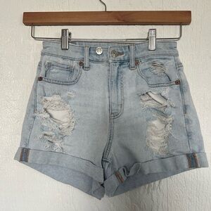 American Eagle Light Blue Ripped Jean Shorts